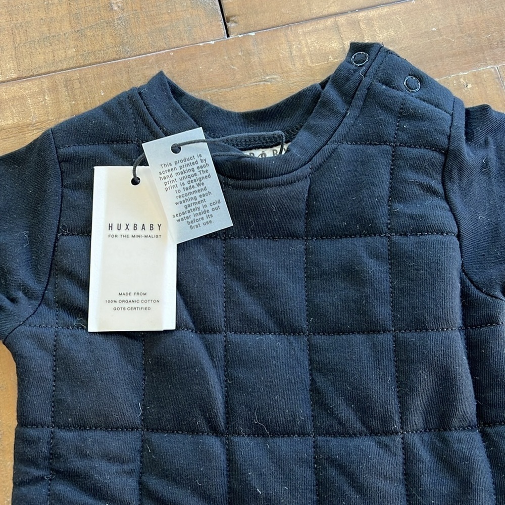 Huxbaby Black Quilted Long Sleeve Top Nwt — image 2 of 5